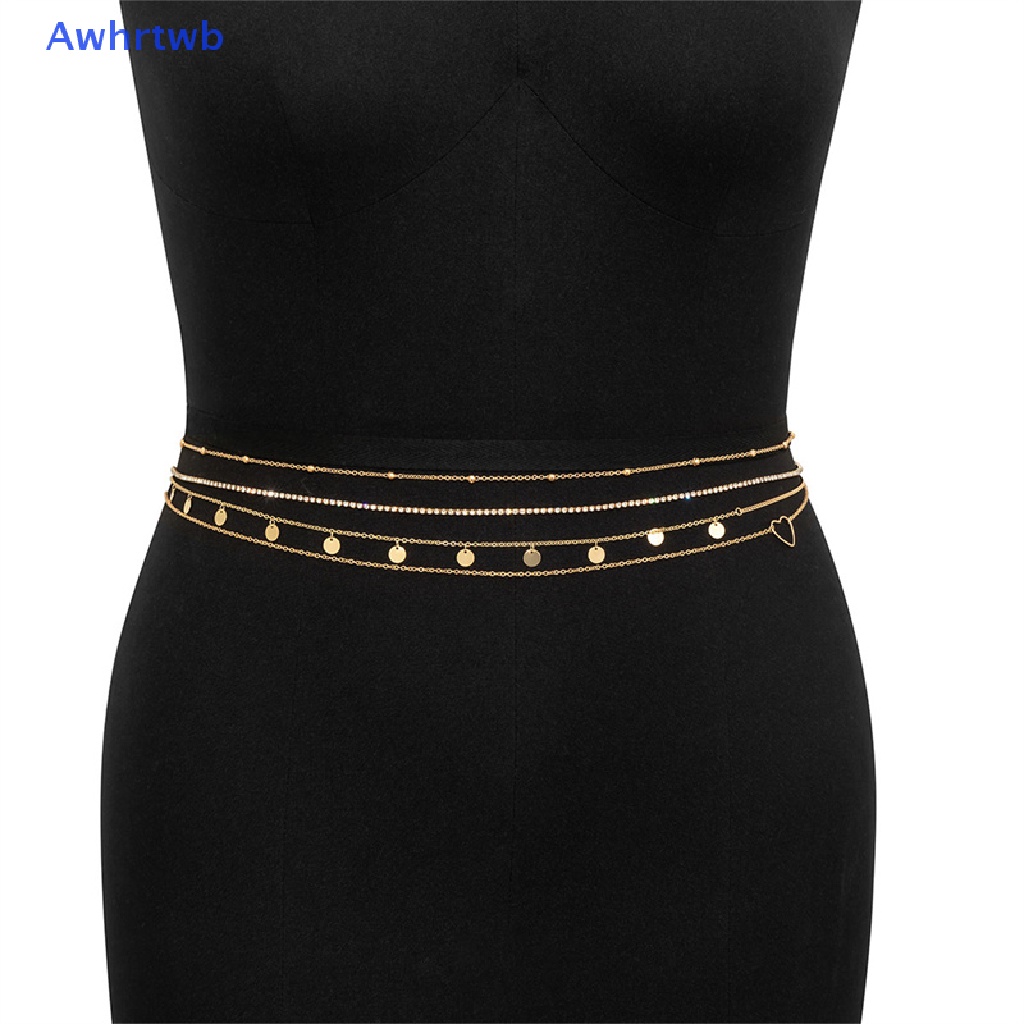 Dây Chuyền Đeo Hông Nhiều Lớp Mặt Trái Tim Đính Đá Pha Lê Phong Cách Boho Thời Trang Cho Nữ Mới