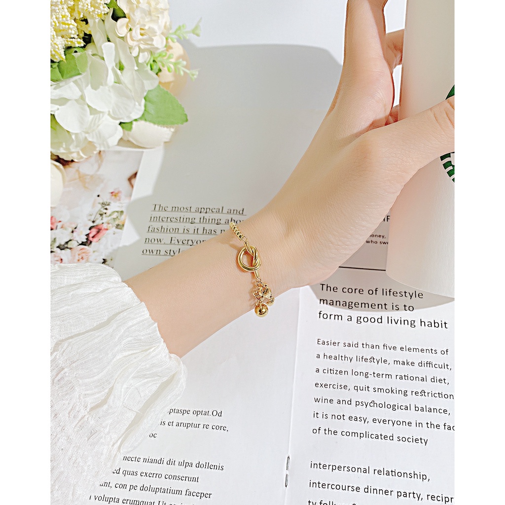 Vòng Tay Hạt Thép Titan Thiết Kế Đơn Giản Cho Nữ