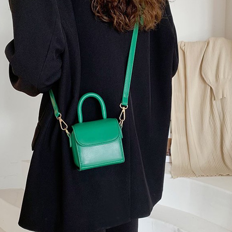 Túi Đeo Vai Khóa Nam Châm Màu Trơn Nhỏ Gọn Đa Năng Thời Trang Cho Nữ