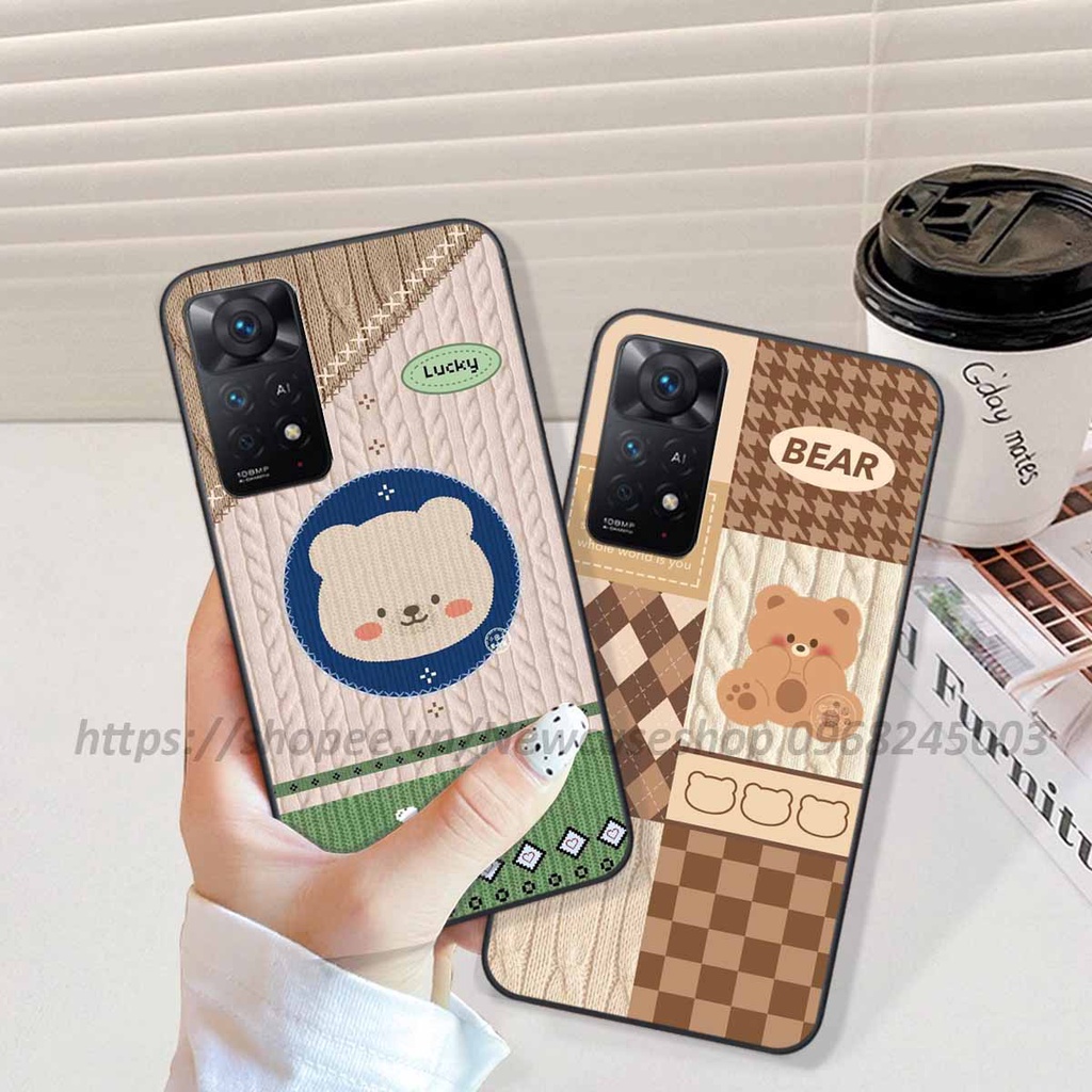 Ốp lưng Xiaomi Poco M4 Pro / M4 Pro 5G / X4 Pro 5G in hình họa tiết len Bear Cute