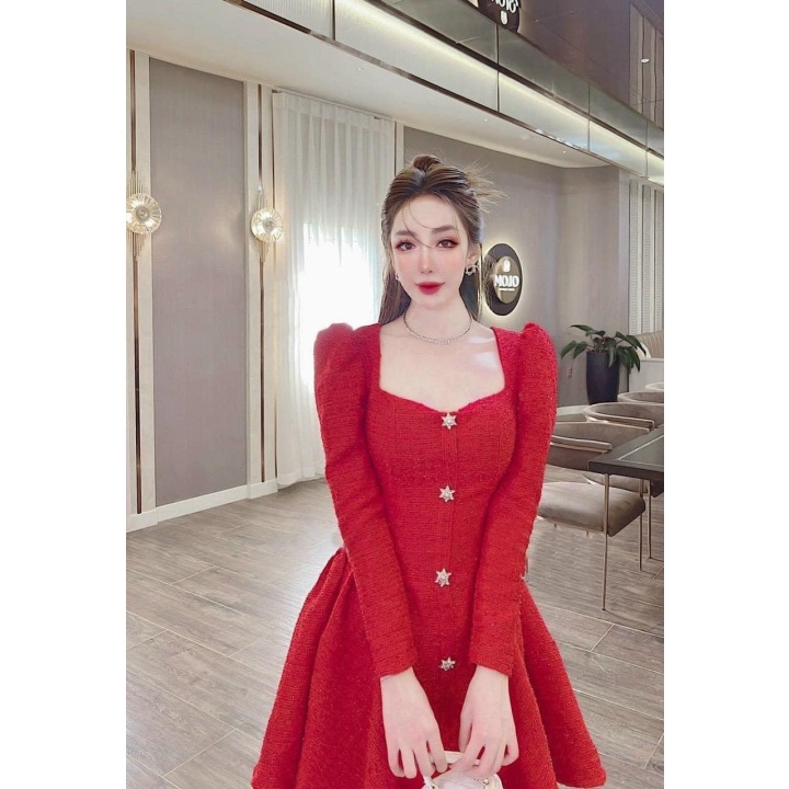 GIẢM GÍA CỰC SỐC - ĐẦM MONAGAN ÁO TAY DÀI CỔ VUÔNG ÔM EO DÁNG NGẮN XÒE CỰC XINH ĐẸP NỮ TÍNH ĐI CHƠI DỰ TIỆC CƯỚI UTP00