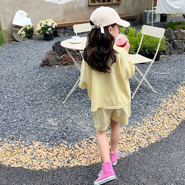 Set Áo Thun Tay Ngắn + Quần Short Họa Tiết Hoa Tulip Phong Cách Hàn Quốc Thời Trang Mùa Hè Mới 2023 Cho Bé Gái