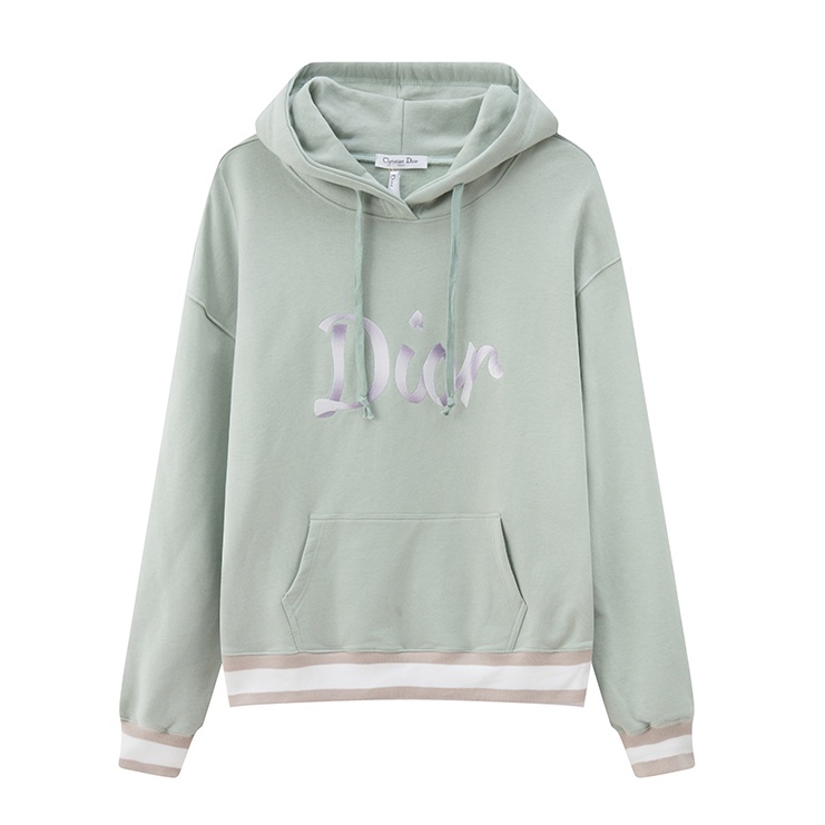 Áo Hoodie DIOR Thêu Chữ Phối Dây Ruy Băng Thời Trang Cho Cặp Đôi