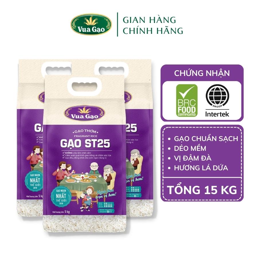 Combo 3 Túi Gạo ST25 5kg – Chính Hãng Vua Gạo – Gạo Thơm Ngon, Dẻo Nhiều, Vị Đậm Đà – Top 1 TG 2023