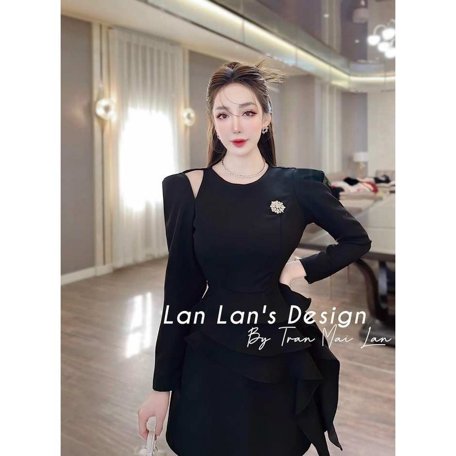 Đầm tiểu thư dự đám cưới phong cách hàn quốc thiết kế bèo eo xinh xắn, khoét vai cá tính