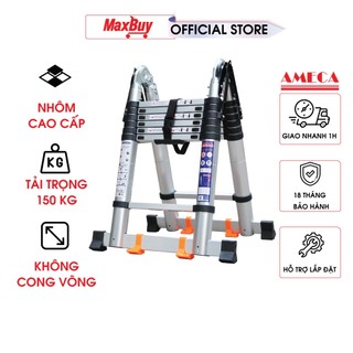 Thang nhôm rút đôi chữ A AMECA AMI gấp gọn tiện lợi bảo hành chính hãng 18 tháng