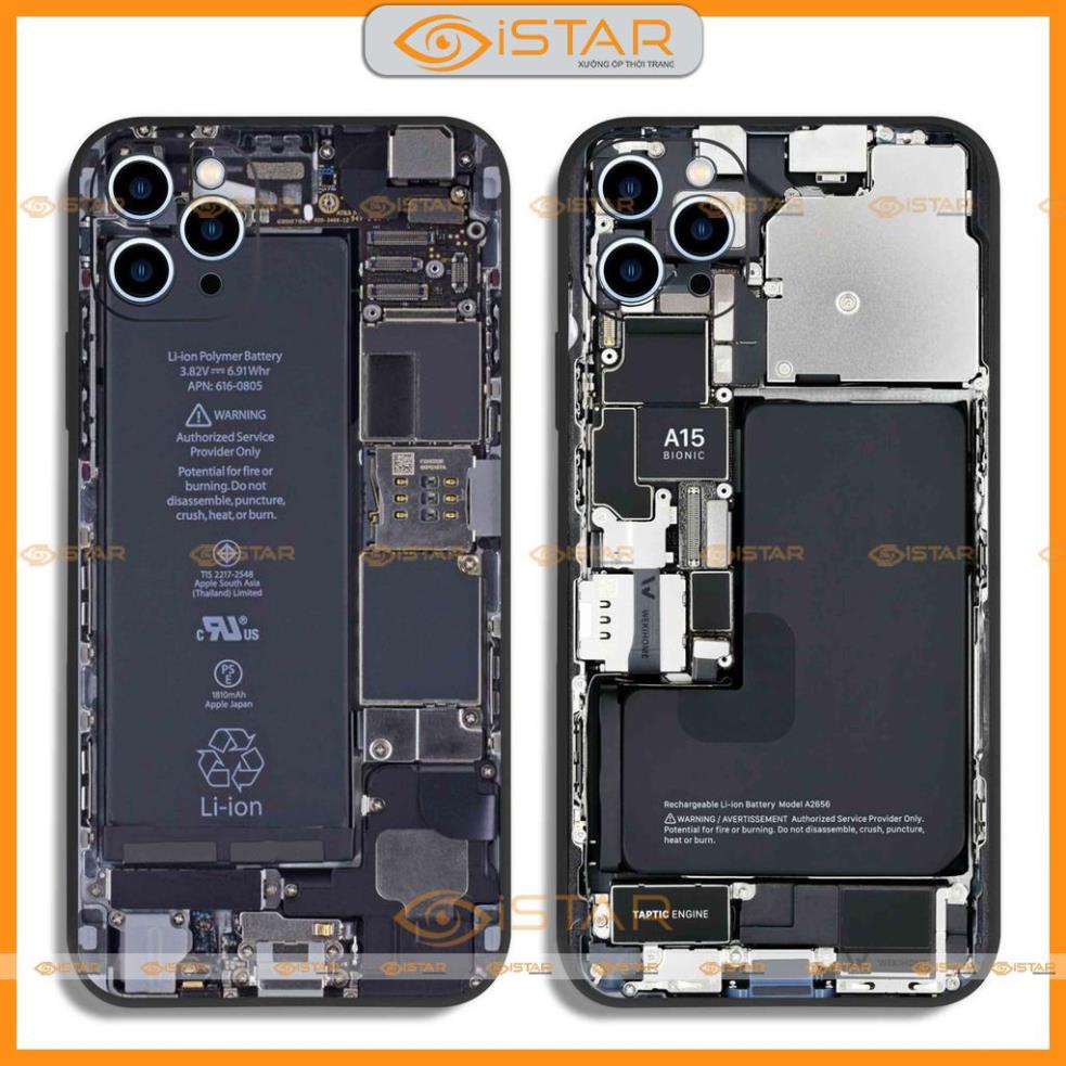 Ốp lưng điện thoại iPhone hình lộ bảng mạch cạnh viền vuông silicon dẻo cho ip 6/6s/7/8/X/XS/11/12/13/14 Pro Plus Max