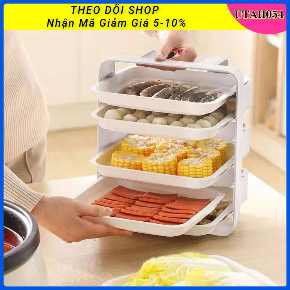 [Hàng Sẵn] Khay Đựng Thức Ăn Nhiều Tầng Đa Năng Gắn Tường - Kệ Đựng Thức Ăn/Rau Củ/Thức ăn lẩu Tiện Dụng nhà bếp 【Utah054】