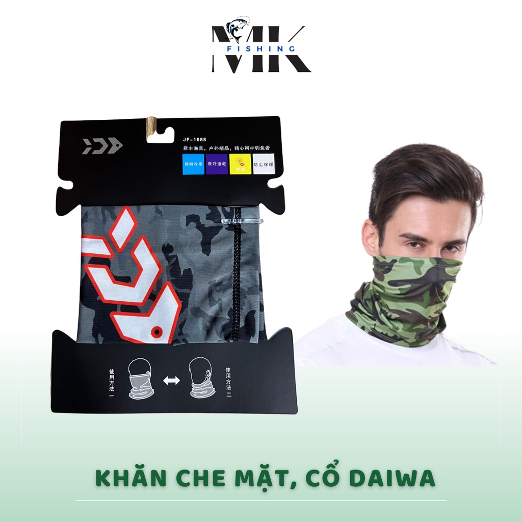 Khăn bịt mặt chống nắng Daiwa màu rằn ri xám cực chất