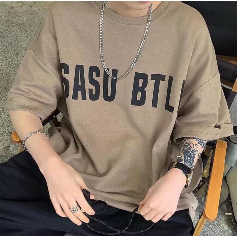 Áo Thun Cotton Kaki Tay Ngắn Cổ Tròn Dáng Rộng In Hình Cá Tính Phong Cách Nhật Bản Hợp Thời Trang Cho Nam Size M-5XL PELB441