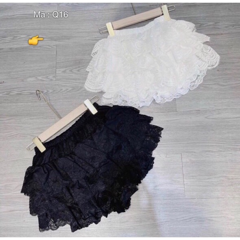 Chân váy ren tầng dáng xòe có lót quần kèm ảnh thật