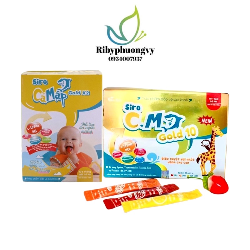 Baby shark mẫu mới siro cá mập gold X2 - hộp 30 gói siro ăn ngon - tăng cân - hết táo bón