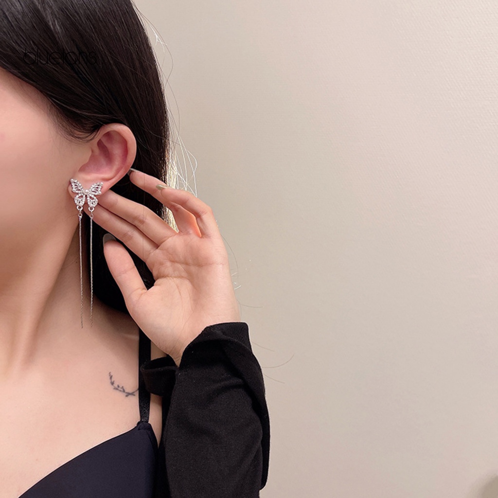 1 Cặp Bông Tai Tua Rua Hình Bướm Lấp Lánh Sang Trọng