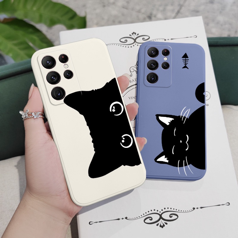Ốp Điện Thoại Họa Tiết Mèo Đen Dành Cho Samsung Galaxy S23 S22 Ultra Plus