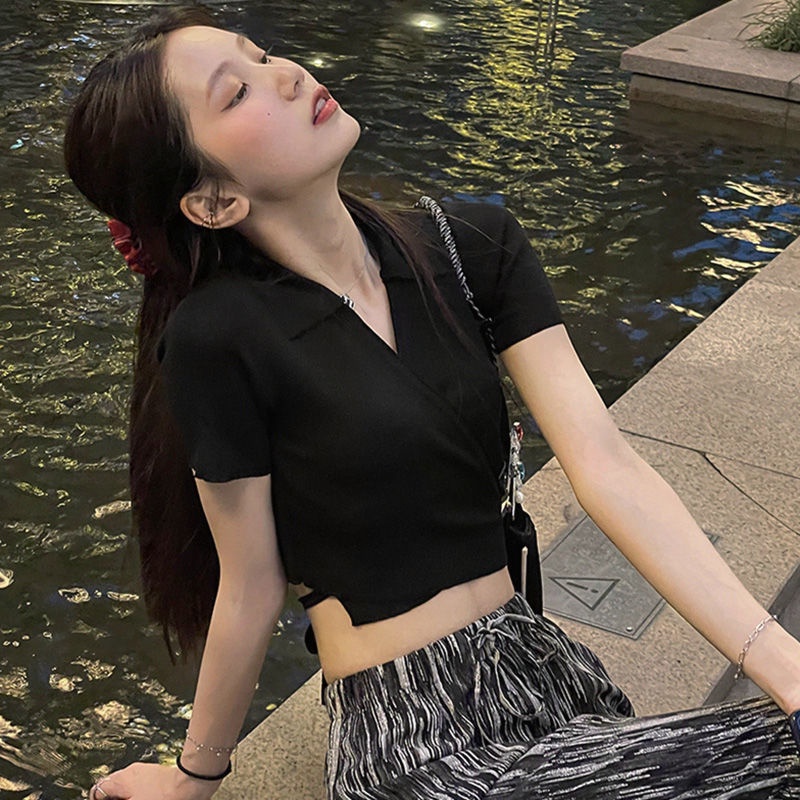 Áo Croptop Tay Ngắn Thời Trang Mùa Hè Quyến Rũ Cho Nữ