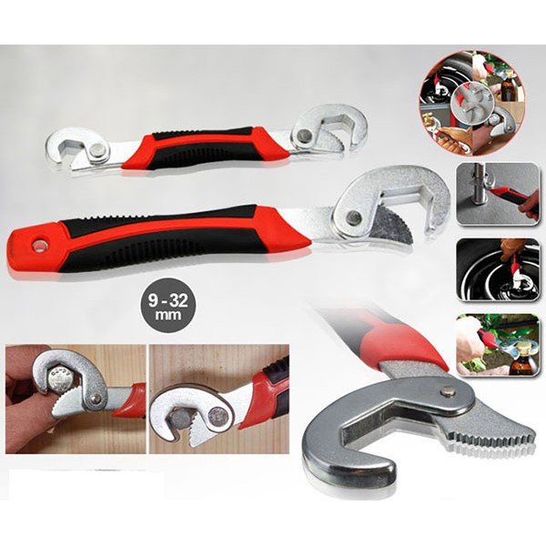 Bộ 2 Cờ Lê Mỏ Lết Đa Năng ✓ Chất liệu :Thép tôi. ✓ Màu sắc : Đen+đỏ