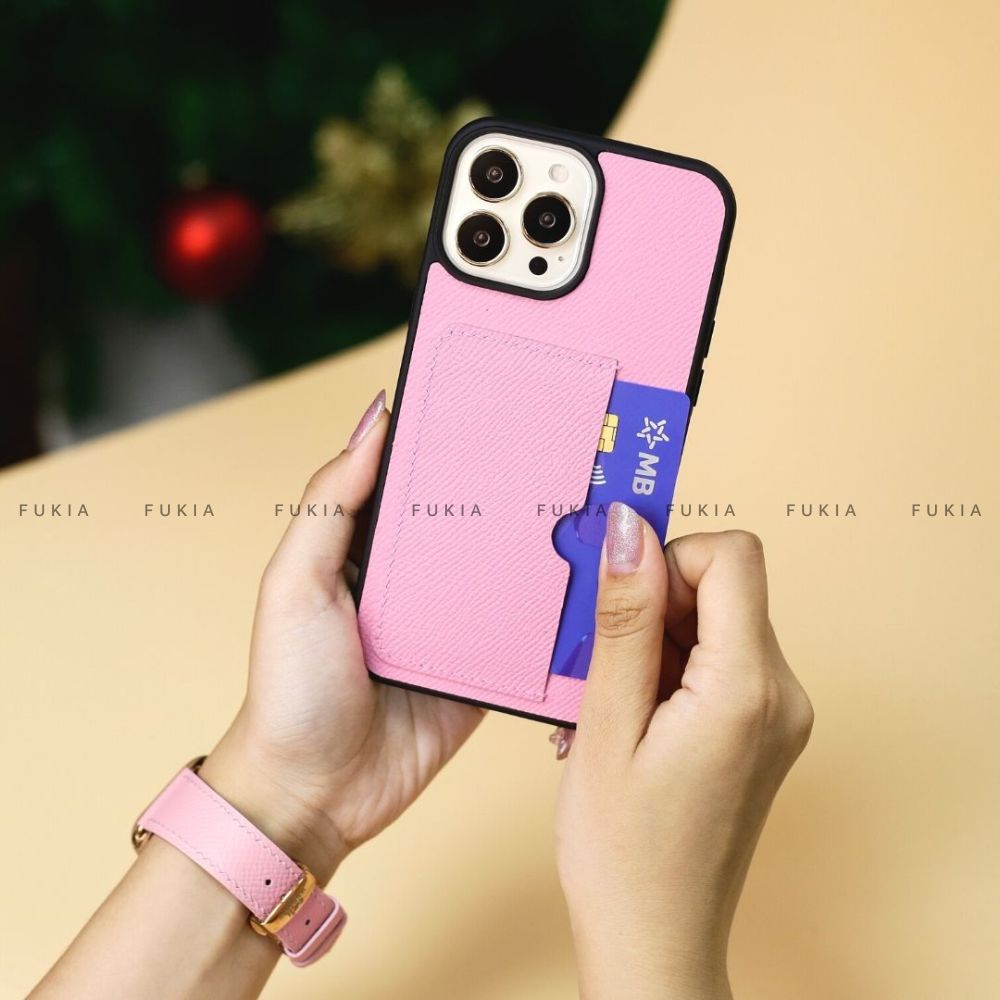 Ốp da thủ công khe thẻ ngang Epsom màu 7-11 dành cho IPhone 14/14Pro/14Promax/13/13Pro/13Promax/12/12Pro/12Prm ODTC141