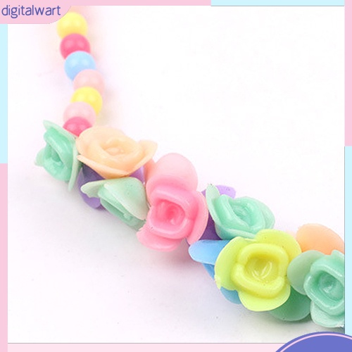 Bộ Trang Sức Vòng Cổ / Vòng Tay Chuỗi Hạt / Hoa Nhiều Màu 2 Trong 1 Thời Trang Dự Tiệc Cho Bé Gái