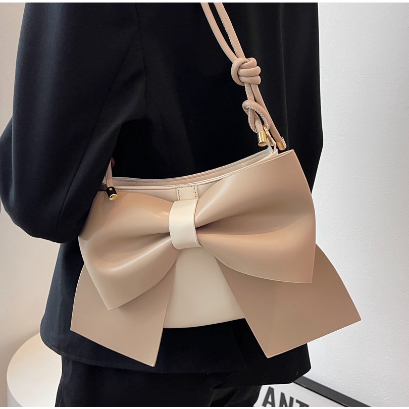 Túi Xách Nữ Đeo Chéo Đeo Vai kẹp nách thời trang Dự tiệc Phối nơ cá tính Linhstore