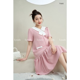 Váy bầu thiết kế, đầm bầu dáng suông, đũi nơ siêu xinh V641