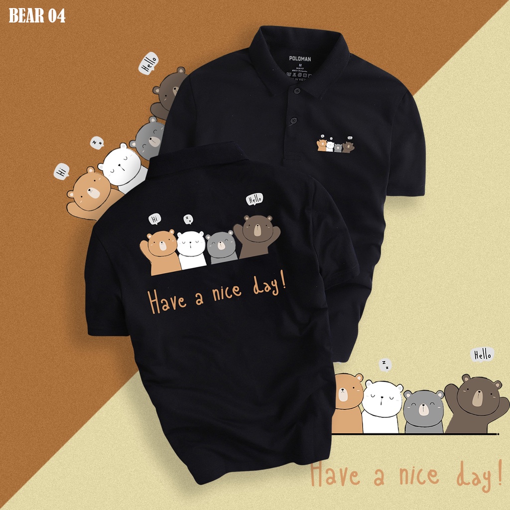 Áo Polo Cổ Bẻ Bear Cute Vải Xịn Fullbox, Thoáng Mát Thấm Hút Mồ Hôi Chuẩn Form Sang Trọng - BEAR 04