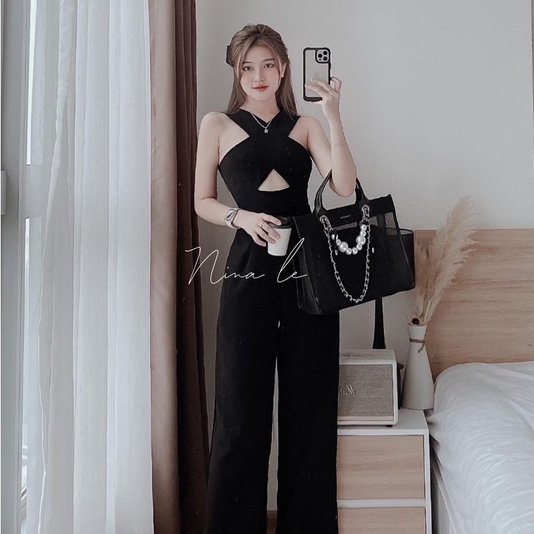 Jumpsuit nữ cổ chéo hở eo xinh xắn, sang chảnh dành cho các nàng đi chơi | BigBuy360 - bigbuy360.vn
