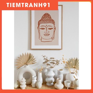 Tranh treo tường | Line art-BUDDHA Face Fine Line Print, Burnt Orange Print 22 , tranh canvas giá rẻ