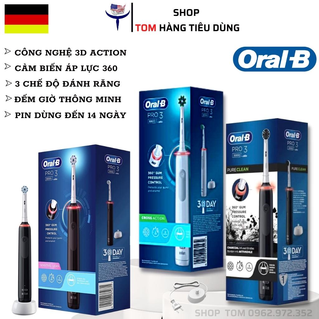 Bàn Chải Điện Oral B Pro 3 3000 Pure Clean/Sensitive/Cross Action Hàng Đức