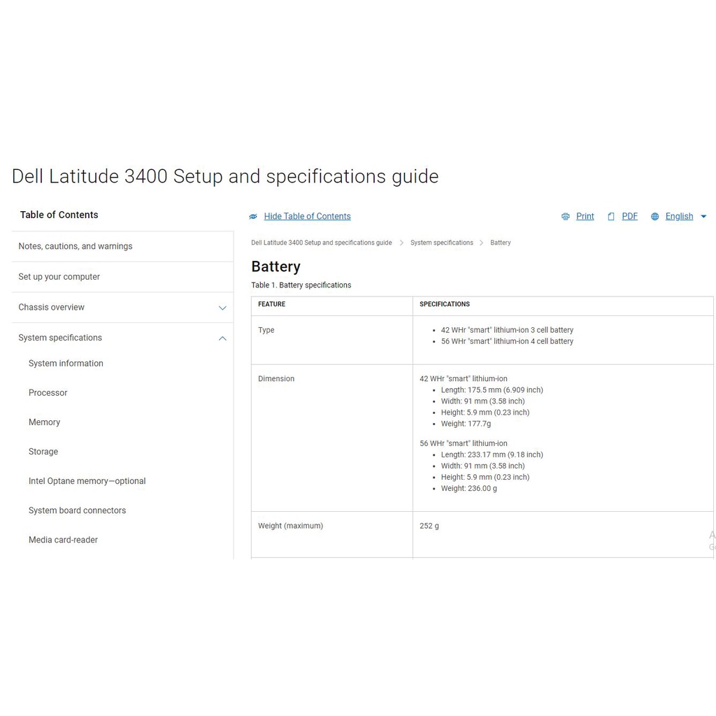 Pin dell Latitude 3400