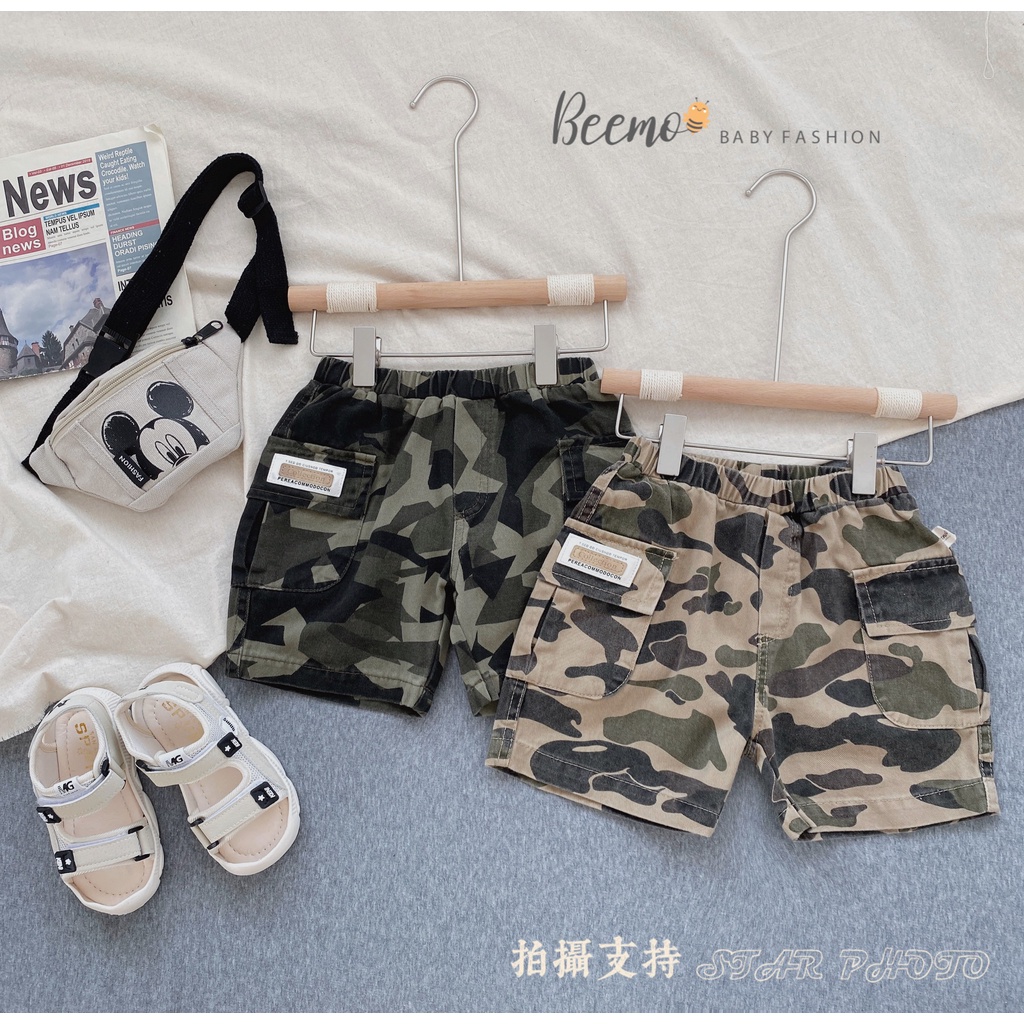 Quần sóc đùi bé trai hoạ tiết rằn ri cá tính, quần kaki mềm ngắn khoẻ khoắn năng động