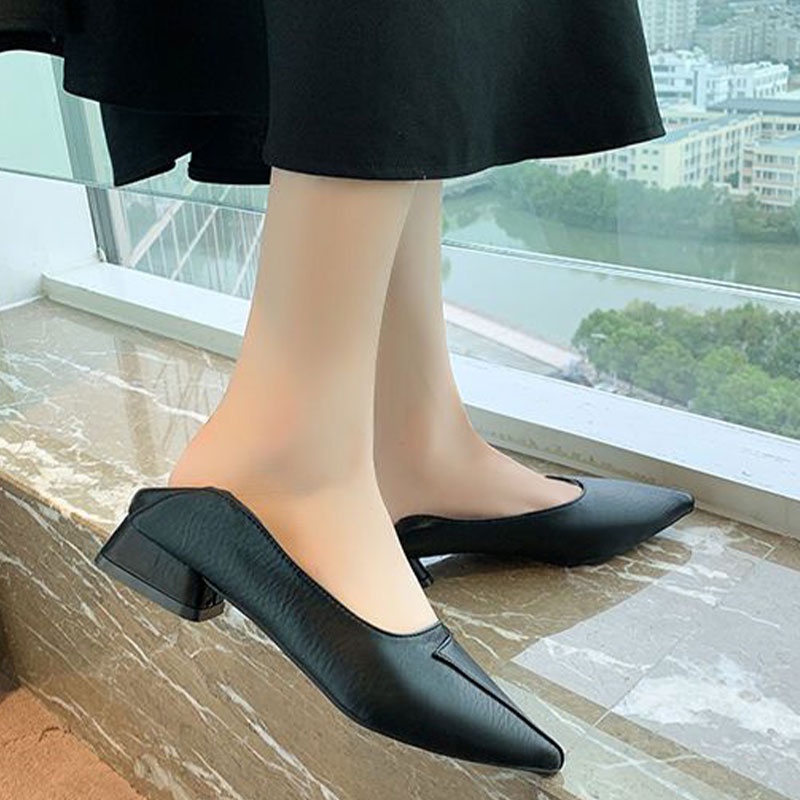 Giày Cao Gót Da Mềm 3CM Mũi Nhọn Thời Trang Công Sở Cho Nữ