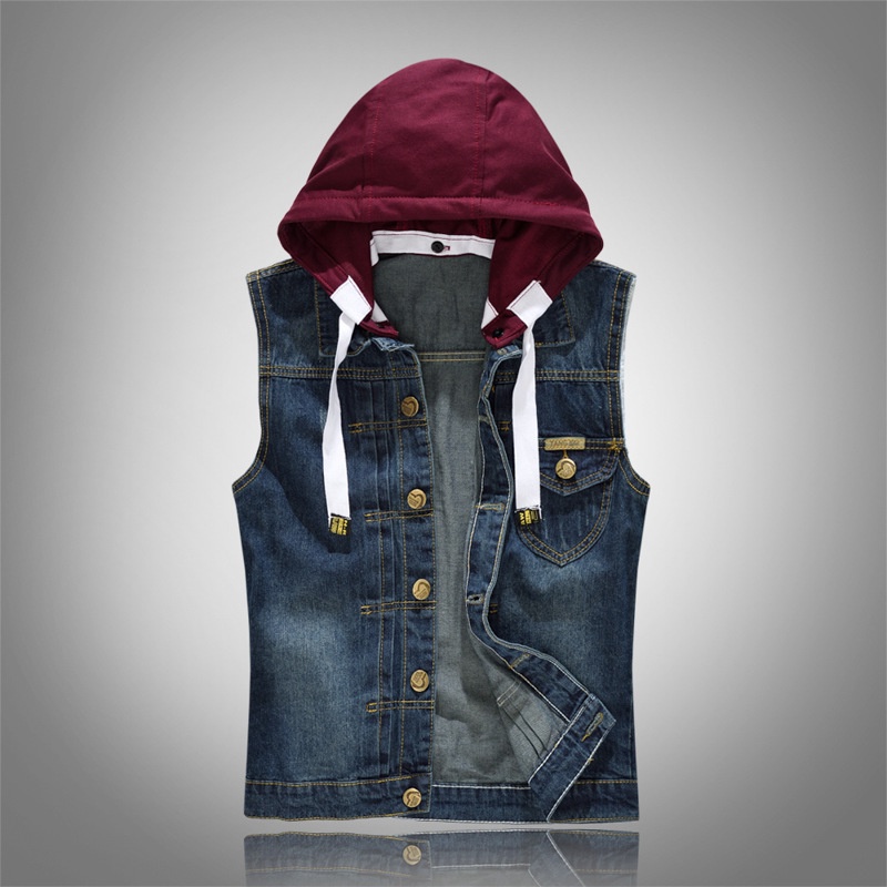 Áo Khoác Jeans Không Tay Có Nón Thời Trang Hàn Quốc Cho Nam
