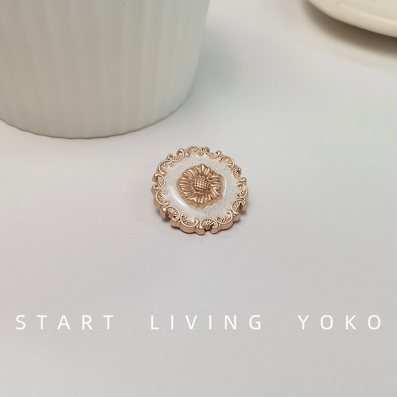 Set 5 Nút Áo Hình Hoa Hướng Dương Bằng Kim Loại Trang Trí Váy Ren