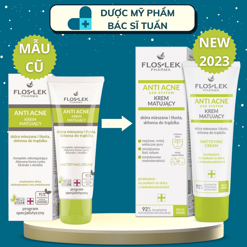 Kem dưỡng Floslek Anti Acne Mattifying Cream 50ml