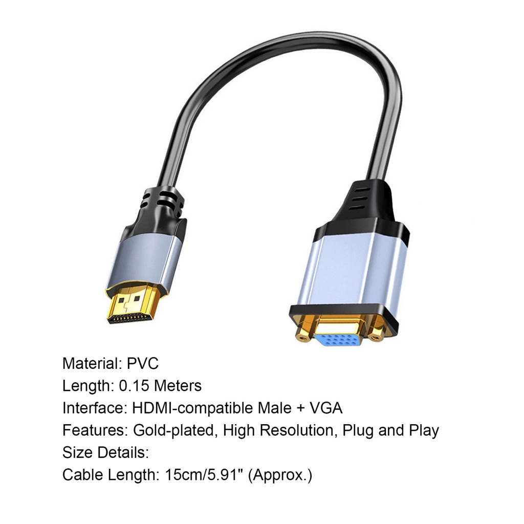 Dây Cáp Chuyển Đổi Tín Hiệu Hình Hoa Hướng Dương 1080P HDMI-compatible Male Sang VGA Female Cho TV