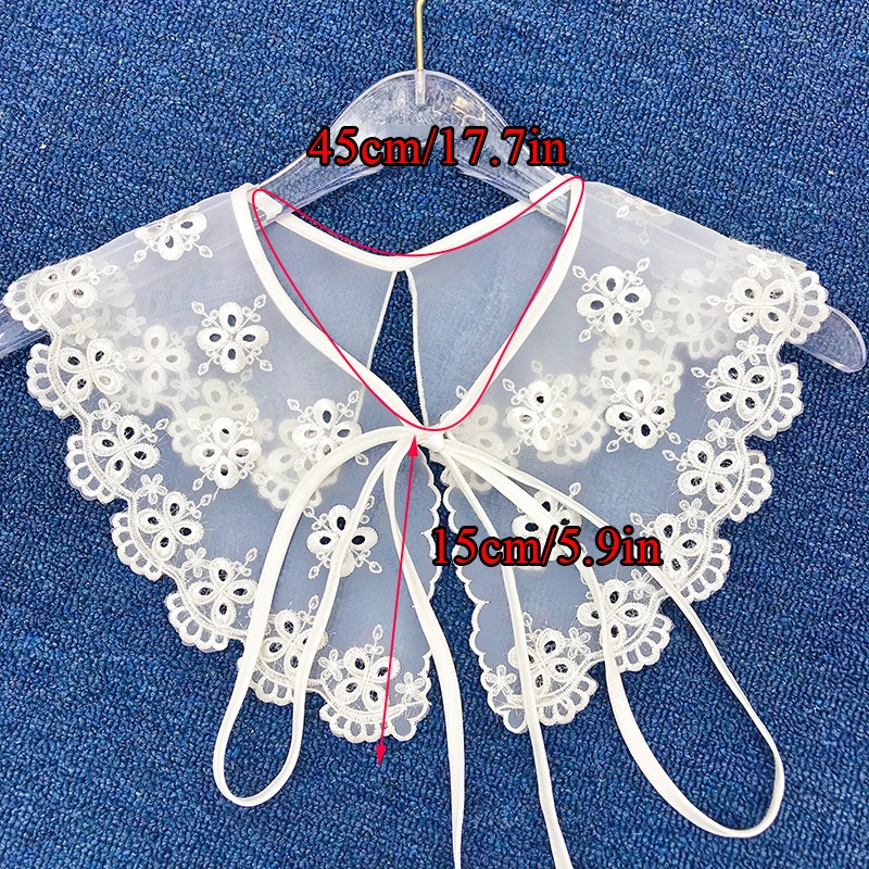 Cổ Áo Giả Thêu Trang Trí Nơ Màu Trơn Dễ Phối Đồ Thời Trang