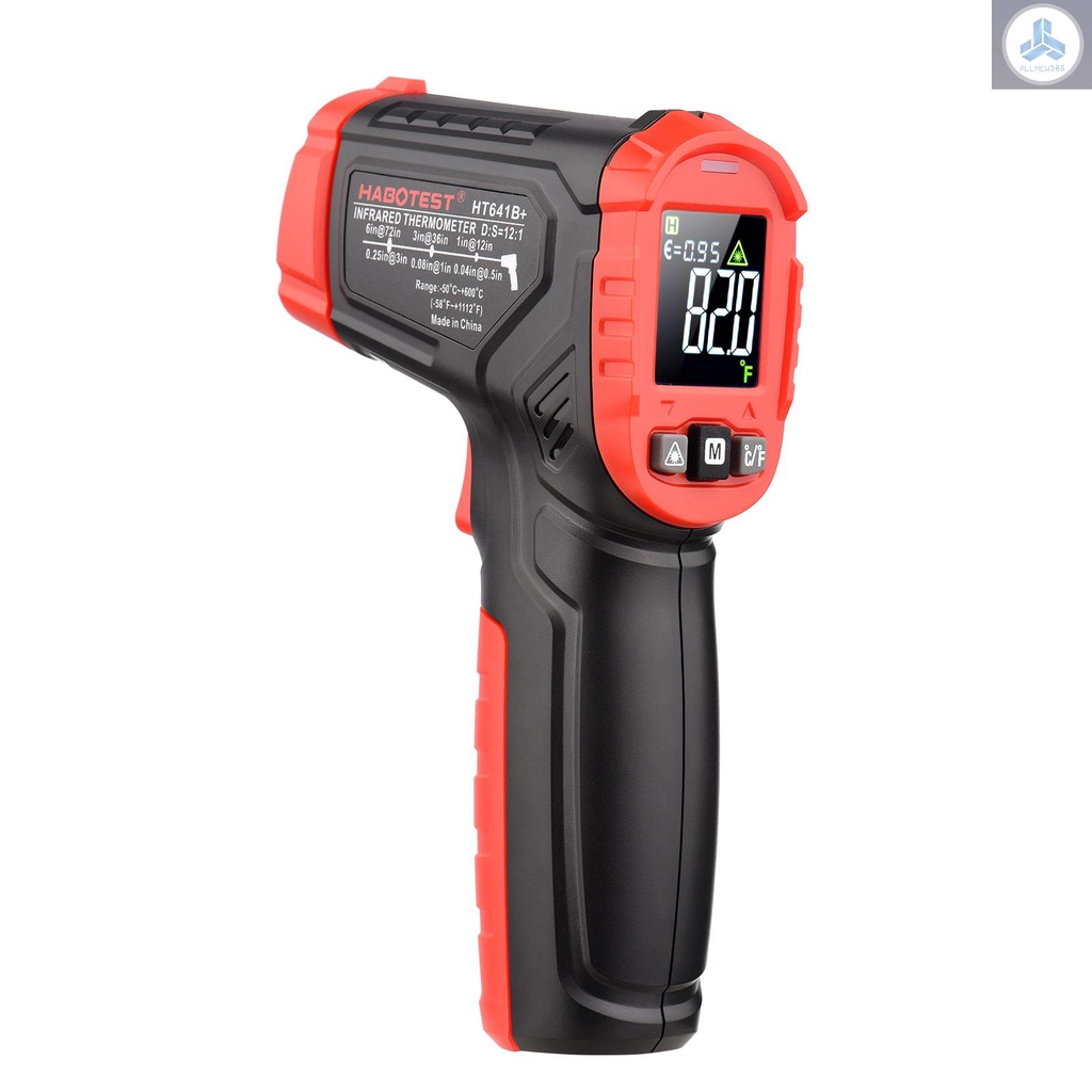 Nhiệt Kế Hồng Ngoại HT641A + Nhiệt Kế Hồng Ngoại - 58~1112 HABOTEST HT641A°F Súng Nhiệt Độ Kỹ Thuật Số Cầm Tay Không Tiếp Xúc Tia Laser IR Với Em B130 B130