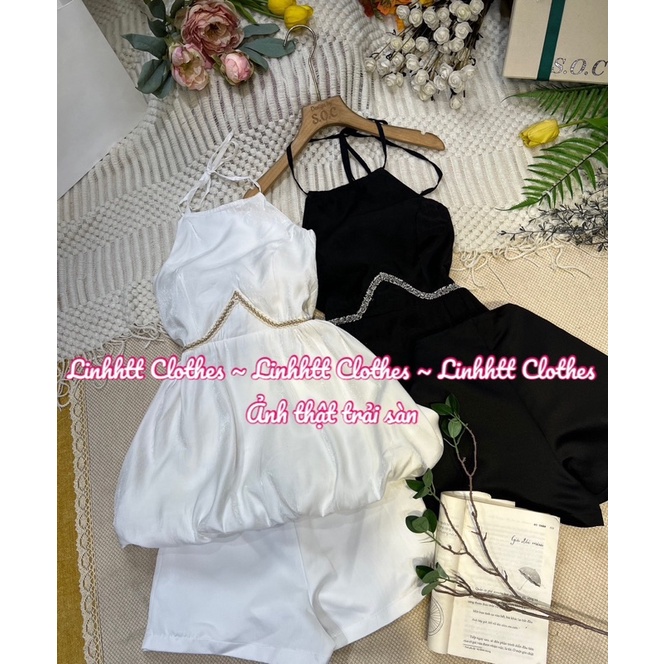 Set tơ cổ yếm bbd cột nơ lưng Ulzzang thiết kế ( sẵn mút ngực)