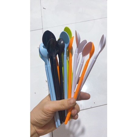 Thìa sinh tố song long loại dài  - Thìa nhựa dài 18cm đủ màu