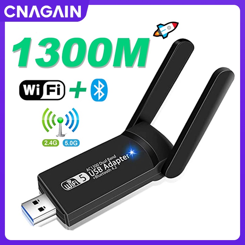 Usb Thu Sóng WiFi 1300Mbps Băng Tần Kép 2.4 / 5Ghz Cho PC / Laptop