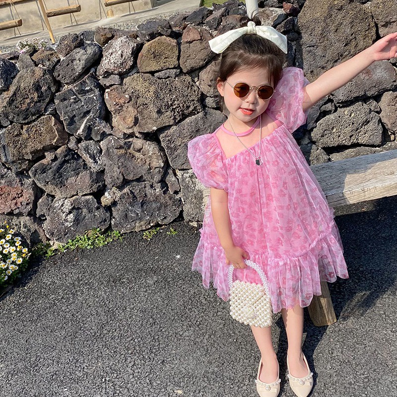 Đầm Công Chúa Họa Tiết Hoa Phong Cách Phương Tây Cho Bé Gái