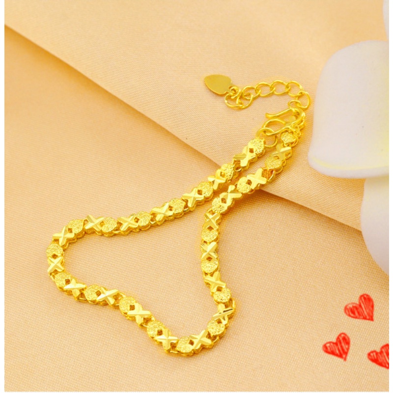 Pmrawc | Vòng Tay Mạ Vàng 24K Mặt Hình Trái Tim FS100