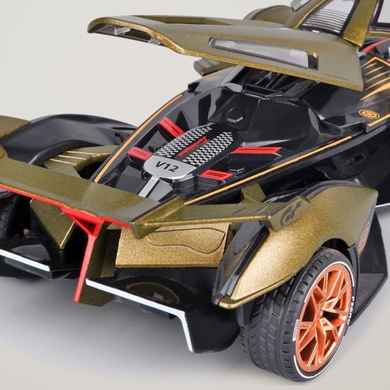 Mô Hình Xe Hơi Lamborghini V12 GT Bằng Hợp Kim Tỉ Lệ 1: 24 Có Đèn Và Nhạc Cho Bé Trai
