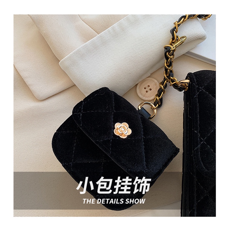 Túi Đeo Chéo Đựng Điện Thoại Bằng Nhung Họa Tiết Kẻ Ô Kim Cương Phối Dây Xích Thời Trang Năm 2023