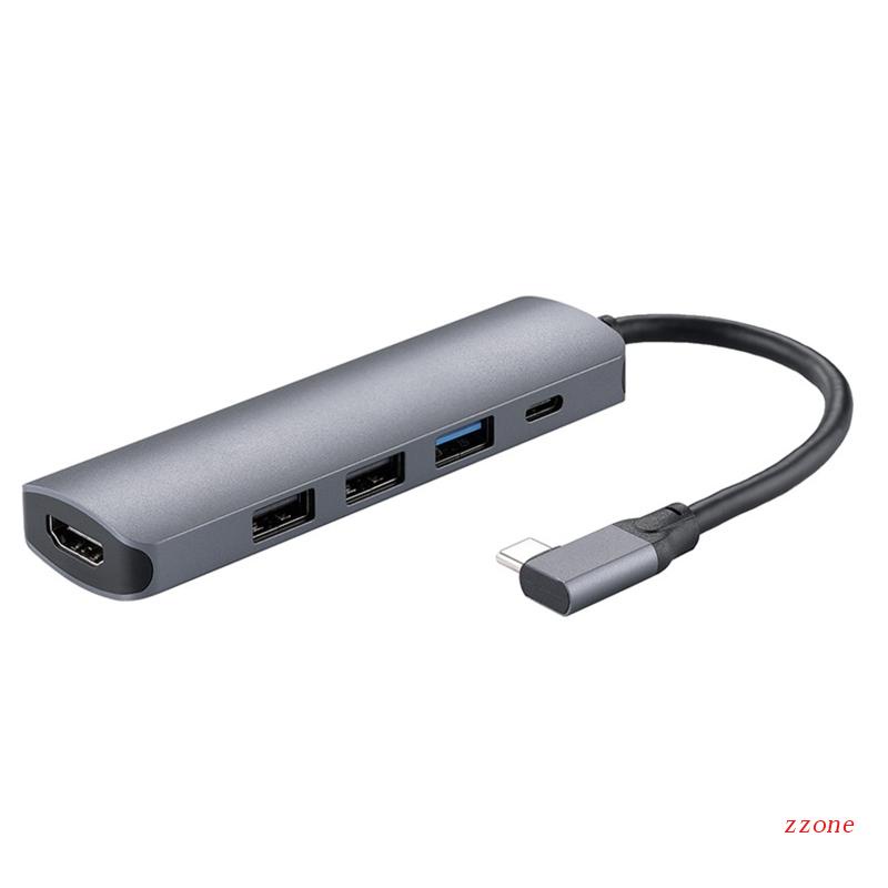 Bộ Chia Cổng Sạc USB C Hub 5 Trong 1 Bằng Nhôm Cho HDMI / USB3.0 / PD