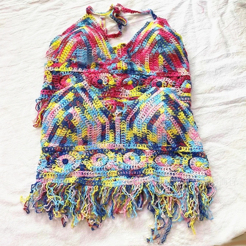 Áo Ngực Đan Len Phối Tua Rua Nhiều Màu Sắc Thời Trang Quyến Rũ Cho Nữ