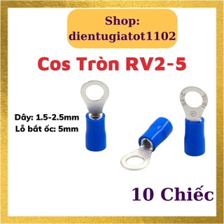 10 đầu cos tròn rv2-5, rv2-5, đầu cos dây điện, đầu cos xe máy