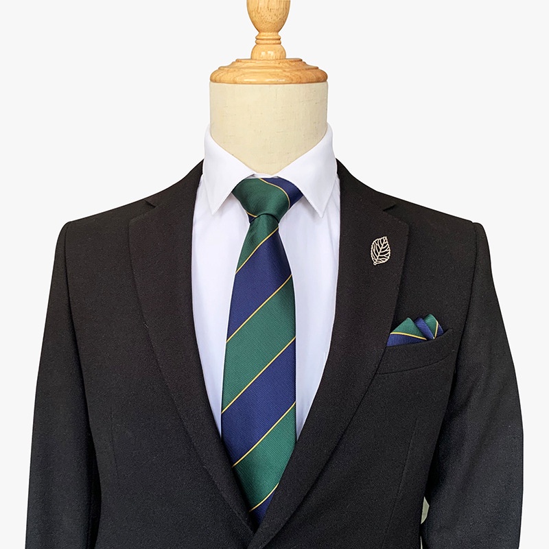 Set cà vạt và khăn tay EFAN 8cm họa tiết kẻ sọc nhiều màu tùy chọn thời trang cho nam