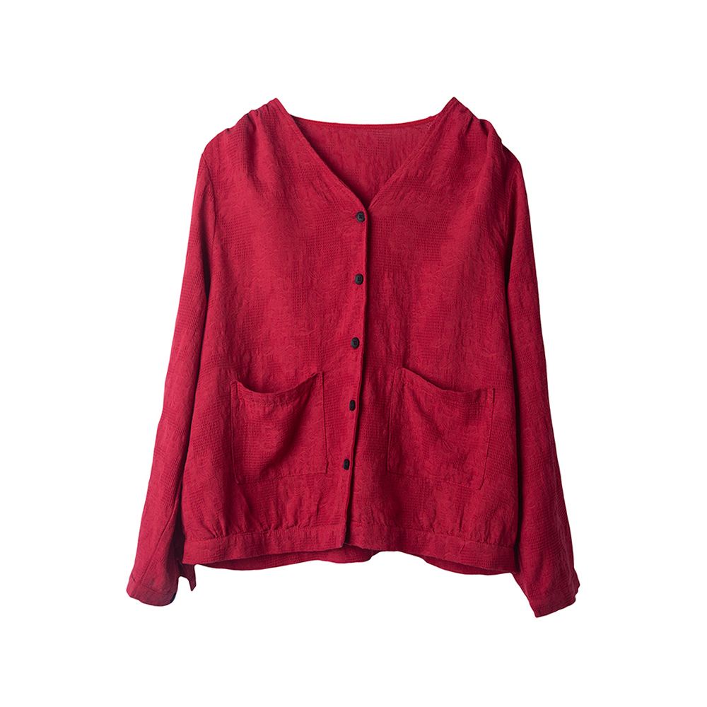 Áo Khoác Cotton Lanh Ngắn Dáng Rộng Cổ Chữ V Thời Trang Mùa Xuân Mới 2023 Kích Thước Lớn M-4xl