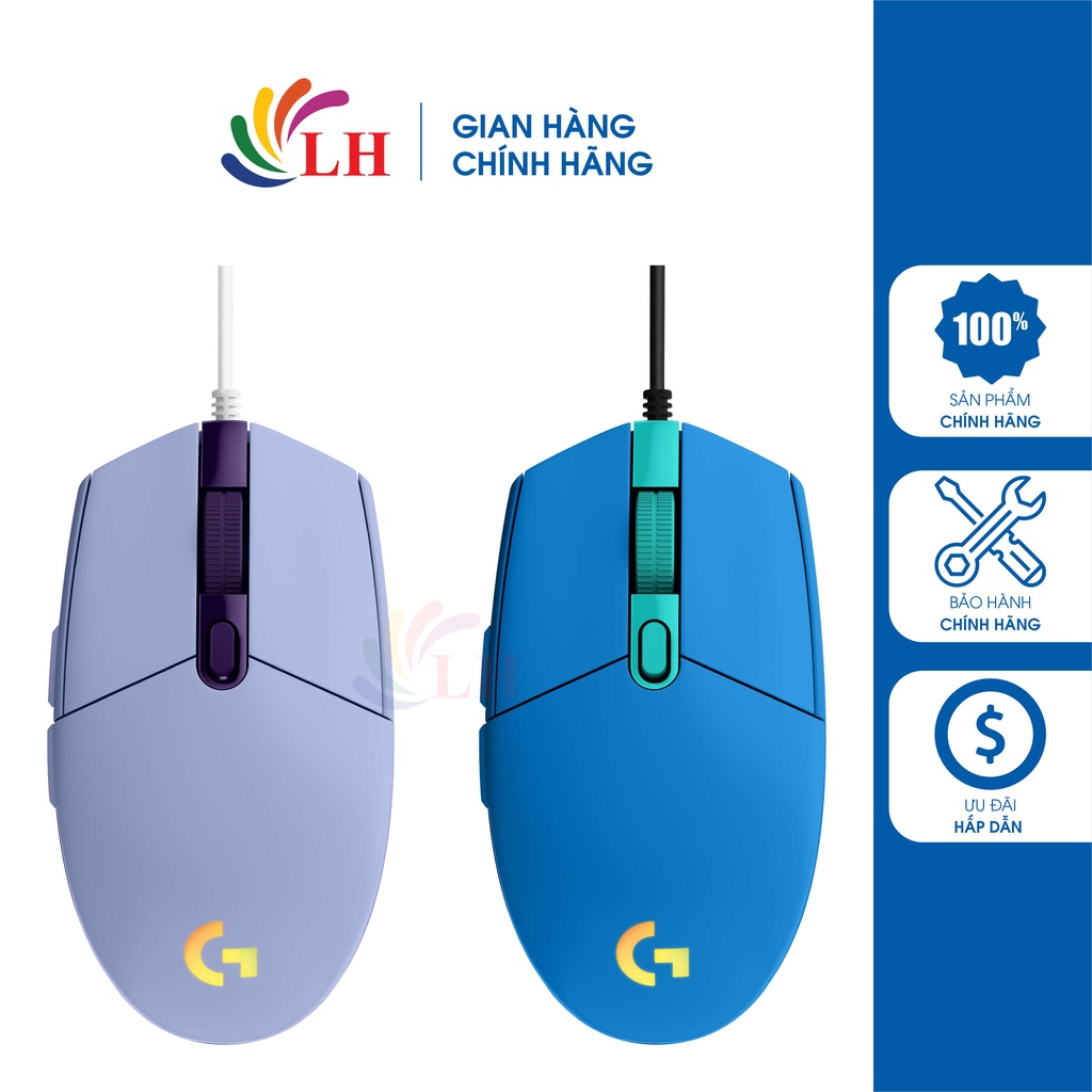 Chuột có dây Gaming Logitech G203 Lightsync - Hàng chính hãng - Màu sắc bắt mắt, cảm biến chuẩn xác